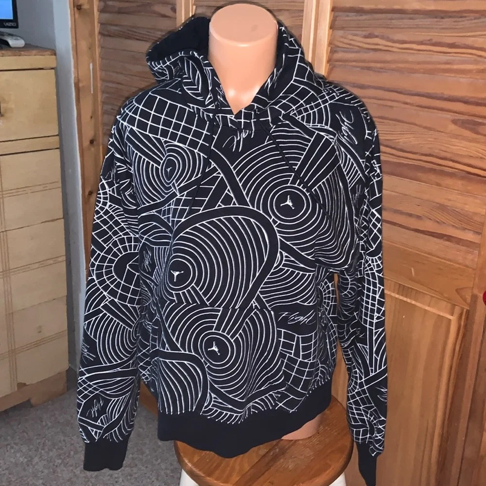 Nike Jordan Brooklyn flight black hoodie sneaker print loose fit unisex small